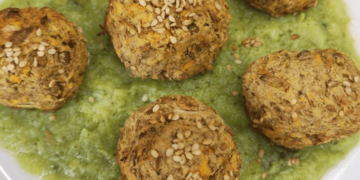 Polpette di lenticchie su crema di broccoli