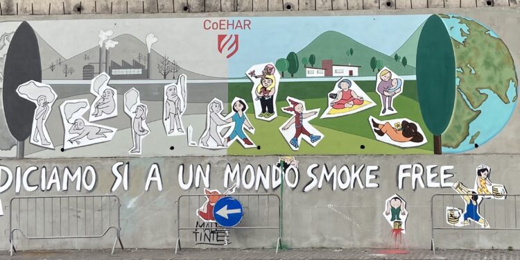 Catania: presentato il murales antifumo in viale Doria